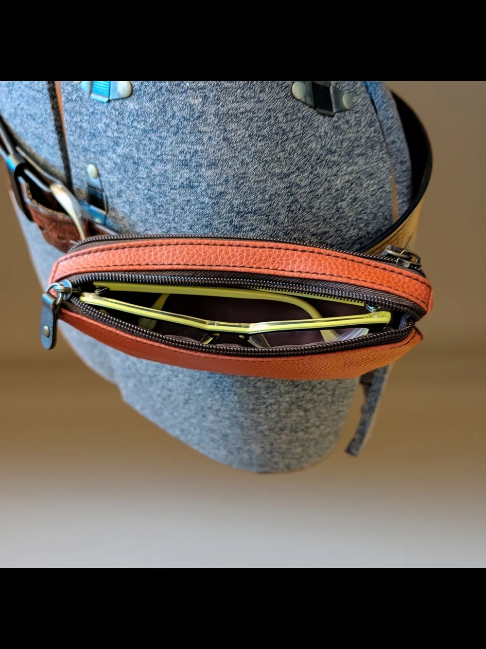 NWOT MaggiB Patent Leather Belt Bag & Eyeglasses Holder in Coral